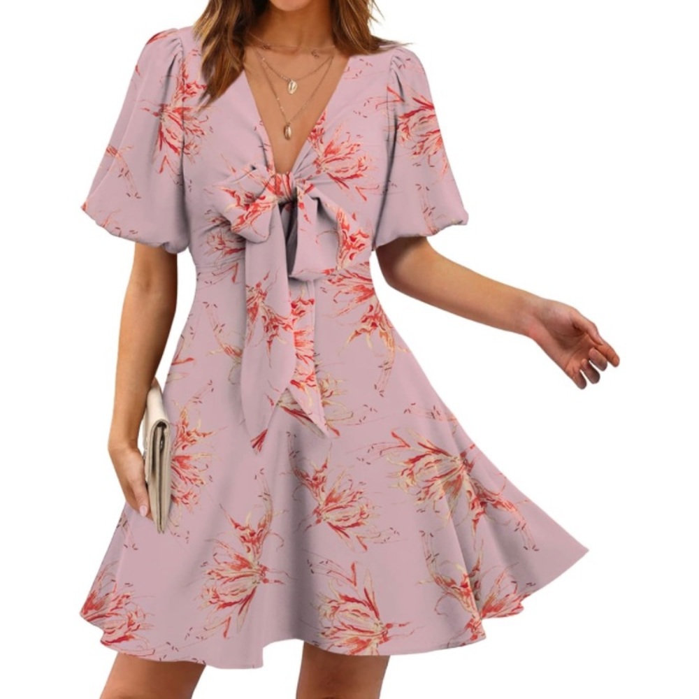 Womens knot front v-neck dress